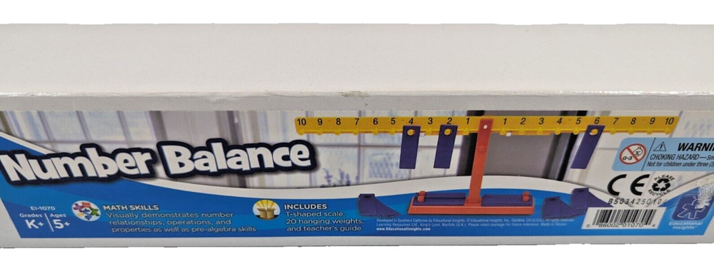 NIB Educational Insights Number Balance T-Shaped Scale-W/20 Weights Grade K & Up